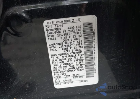 2020 Nissan Rogue S Intelligent Awd z USA, uszkodzony, nr VIN JN8AT2MV6LW123336